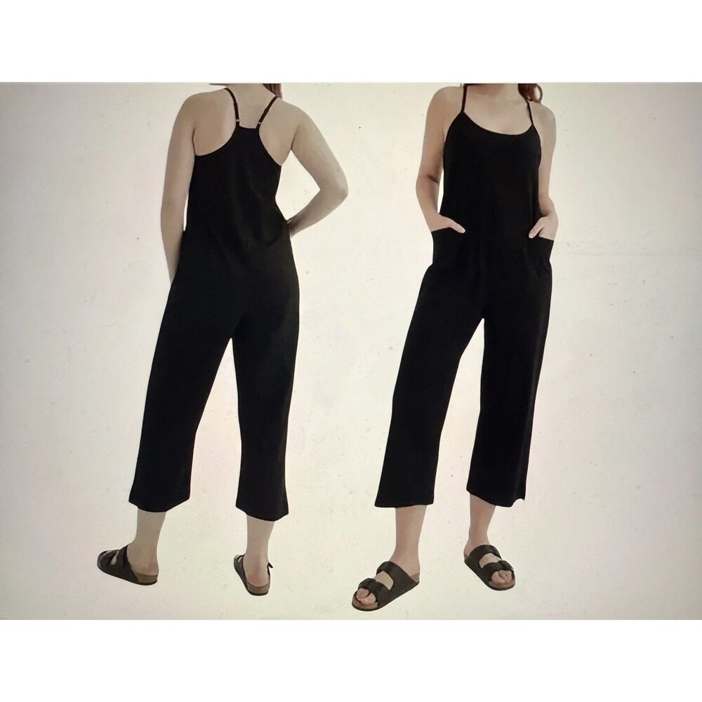 Pact Black Wide-Leg Spaghetti Strap Jumpsuit